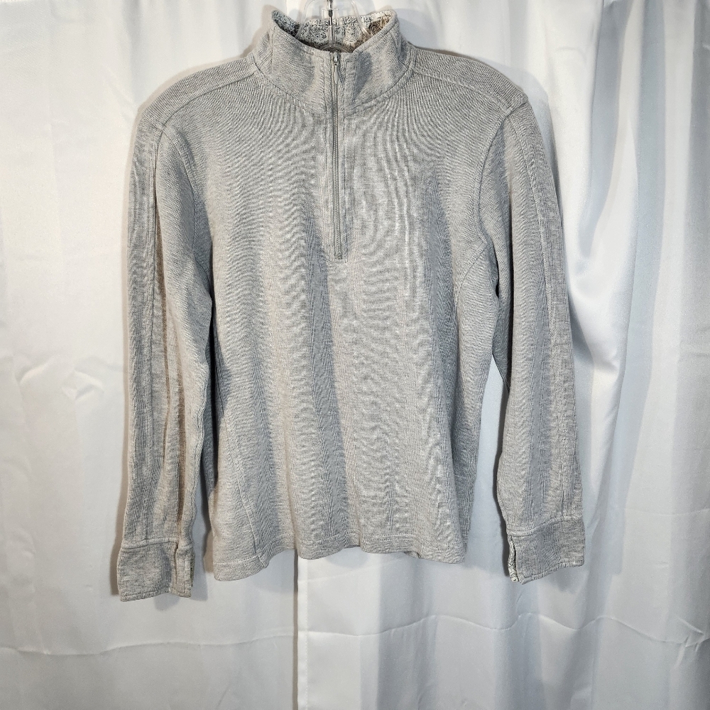 Orvis Size Medium Light Gray Quarter Zip-Up Sweater